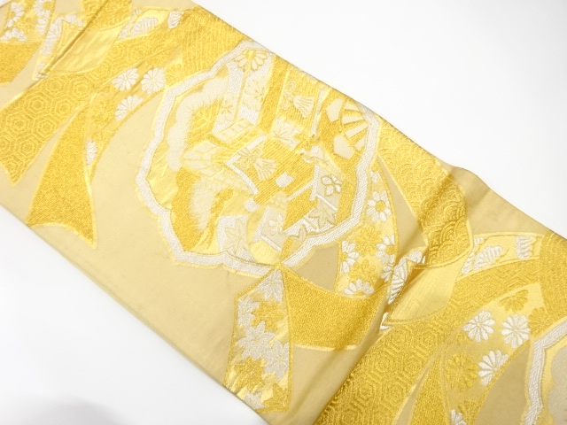 JAPANESE KIMONO / ANTIQUE FUKURO OBI / SILK / WOVEN NOSHI PATTERN